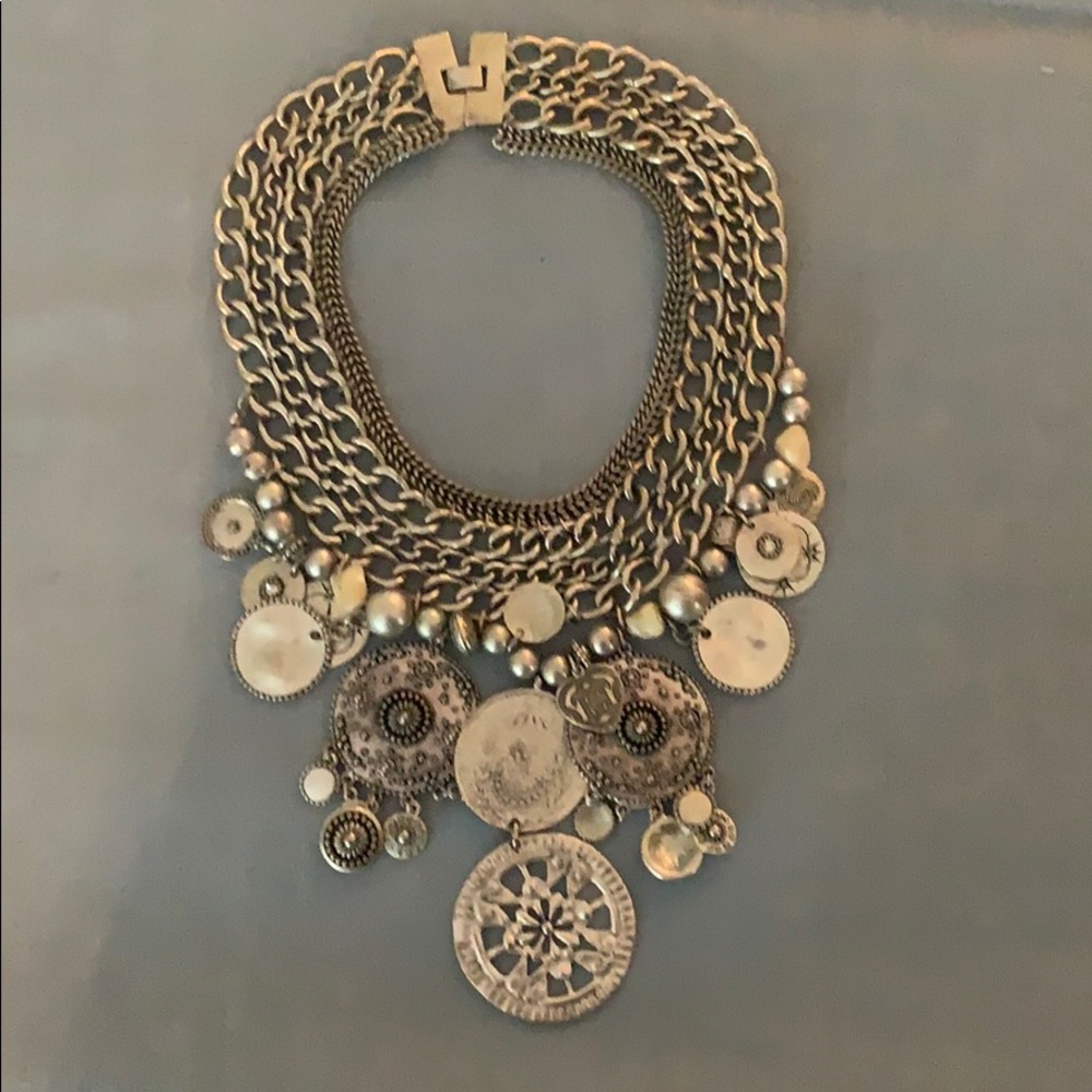 Silver heavy statement necklace